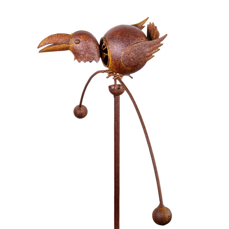 Bornhöft Piquet De Jardin Pelle Avec Fleurs Et Oiseau - Décoration Métal Rouillé - Hauteur 70cm