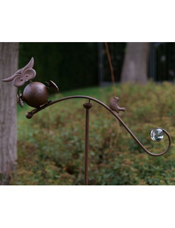 Décor De Jardin Hibou En Métal Noir - Silhouette Sur Piquet Pour Clôture, Arbre, 30x30 Cm