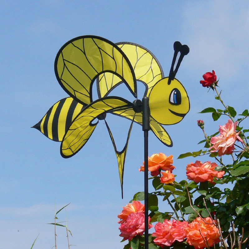 Girouette CIM Little Magic Bee - Décoration Jardin Vivante Et Silencieuse Résistante UV & Intempéries - 85cm Avec Tige Fibre De Verre